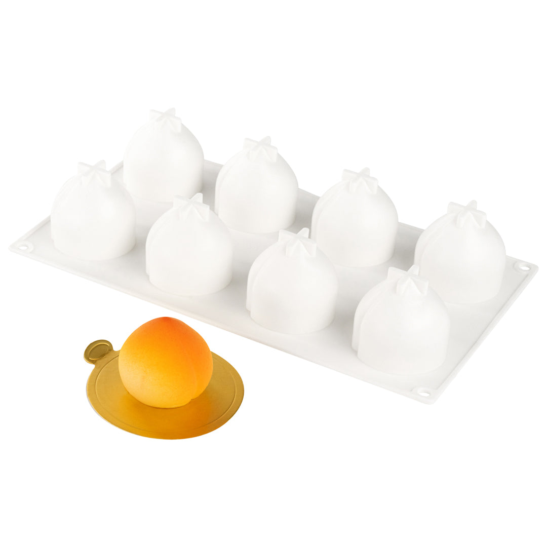 restaurantware Pastry Tek Silicone Peach Baking Mold - 8-Compartment - 10 count box