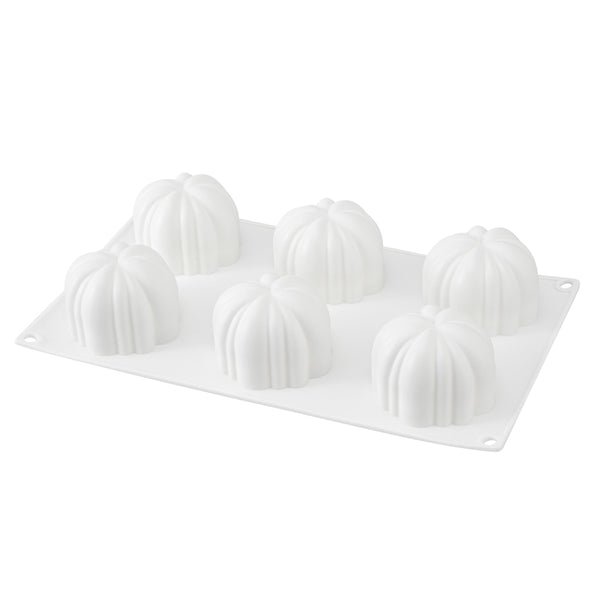 Restaurantware Pastry Tek Silicone Pumpkin Baking Mold - 6-Compartment - 10 Count Box