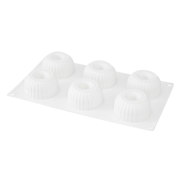 Restaurantware Pastry Tek Silicone Ridged Donut - 6-Compartment - 10 Count Box