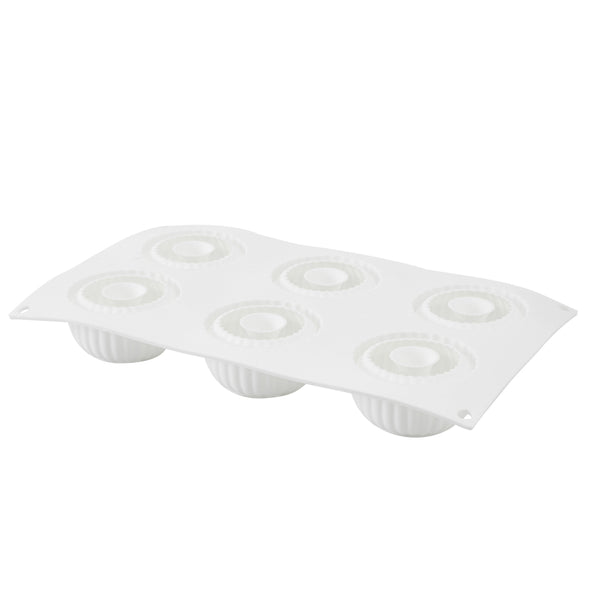 Restaurantware Pastry Tek Silicone Ridged Donut - 6-Compartment - 10 Count Box