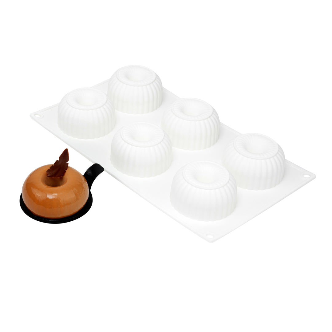 restaurantware Pastry Tek Silicone Ridged Donut - 6-Compartment - 10 count box