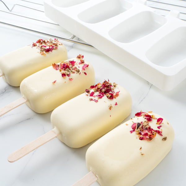 Restaurantware Pastry Tek Silicone Round Popsicle Mold - 4-Compartment - 10 Count Box