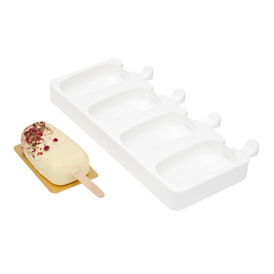 restaurantware Pastry Tek Silicone Round Popsicle Mold - 4-Compartment - 10 count box