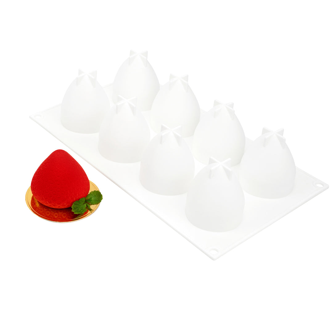 restaurantware Pastry Tek Silicone Strawberry Baking Mold - 8-Compartment - 10 count box