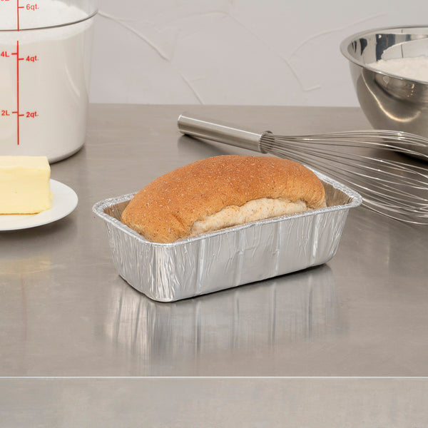 Restaurantware Pastry Tek Silver Aluminum Bread Loaf Pan - 2 Lb - 8 1/2" X 4 1/4" X 2 1/2" - 25 Count Box