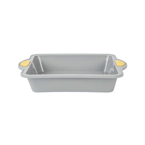 Restaurantware Pastry Tek Square Gray Silicone Cake Pan - Non-Stick With Handles - 9 3/4" X 8 1/2" X 1 3/4" - 10 Count Box