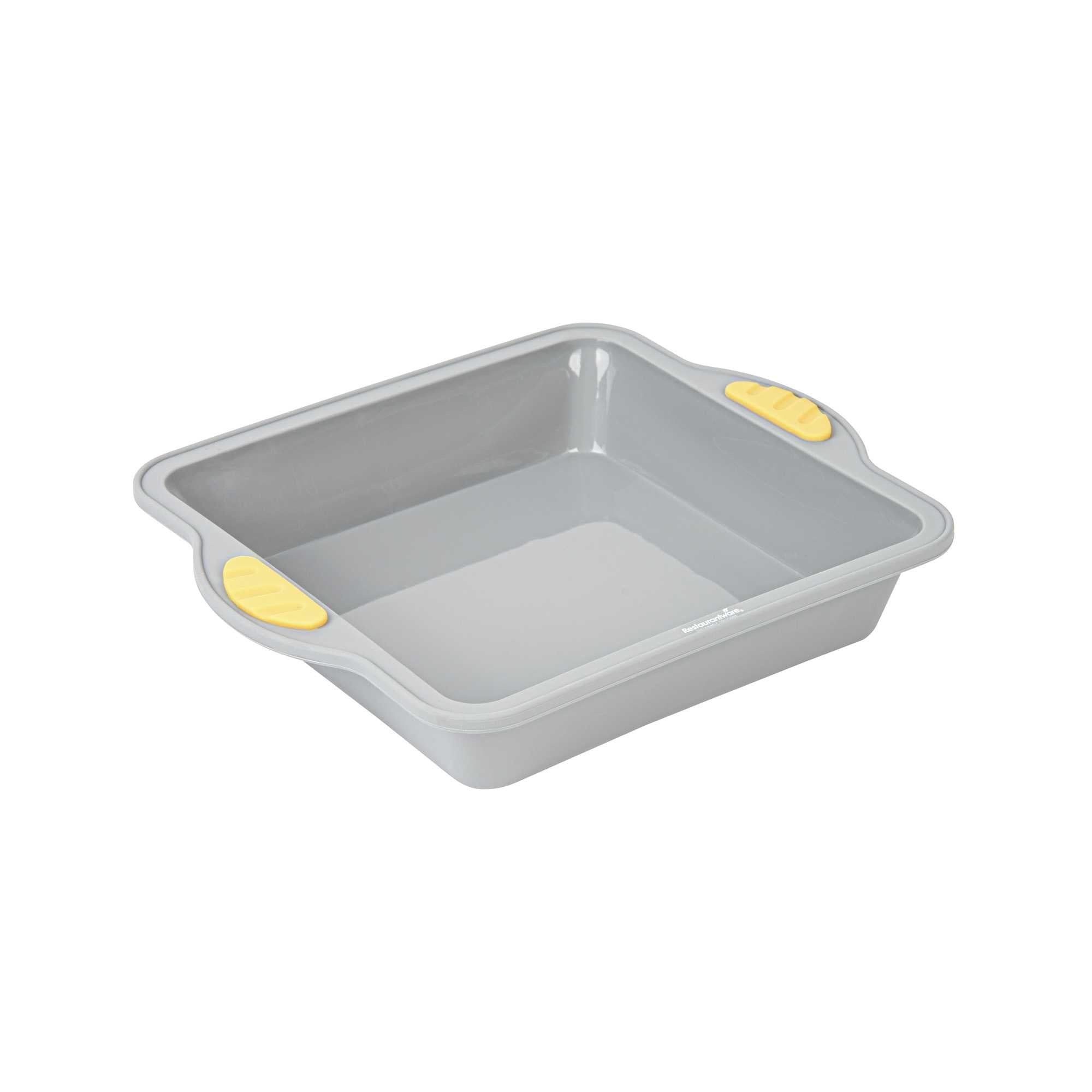 restaurantware Pastry Tek Square Gray Silicone Cake Pan - Non-Stick with Handles - 9 3/4" x 8 1/2" x 1 3/4" - 10 count box