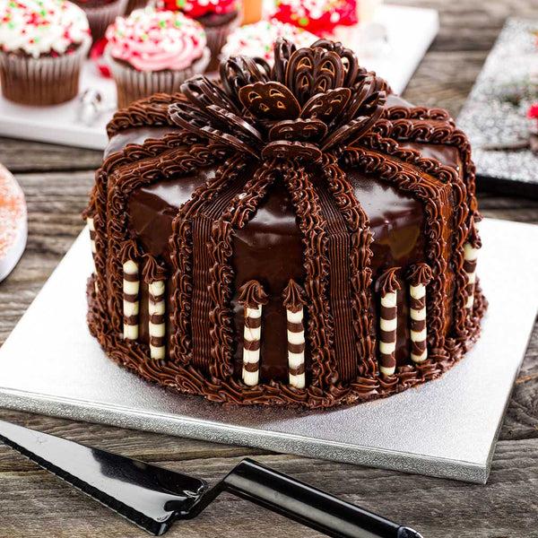 Restaurantware Pastry Tek Square Metallic Silver Cardboard Cake Drum Board - Covered Edge - 10" X 10" X 1/2" - 1 Count Box