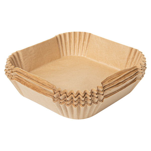 Restaurantware Pastry Tek Square Unbleached Air Fryer Liner / Parchment Paper - Silicone Coated - 6 1/4" X 6 1/4" X 1 3/4" - 100 Count Box
