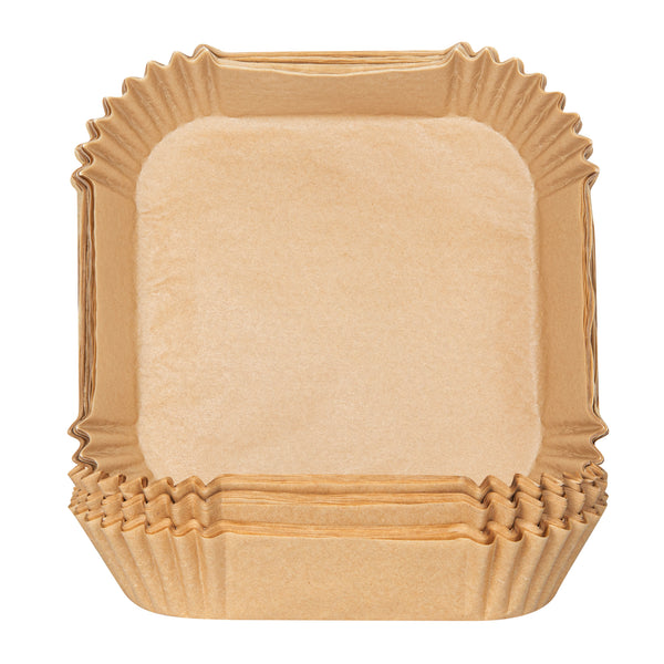 Restaurantware Pastry Tek Square Unbleached Air Fryer Liner / Parchment Paper - Silicone Coated - 6 1/4" X 6 1/4" X 1 3/4" - 100 Count Box