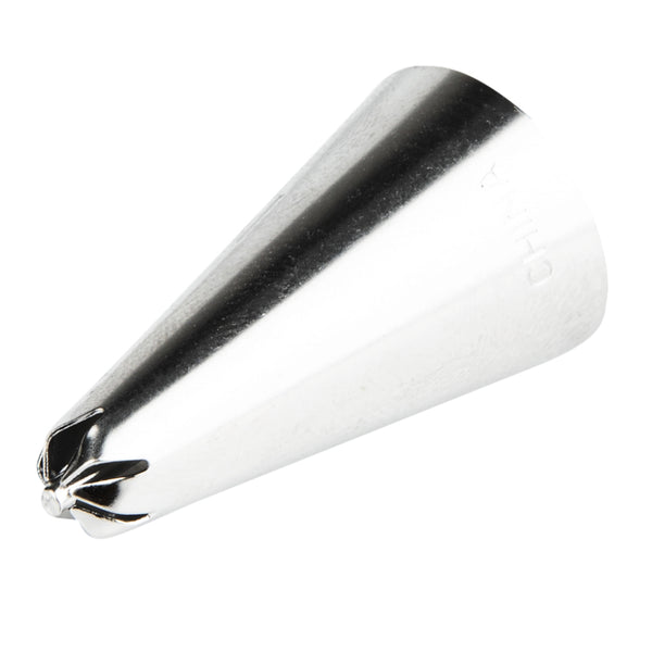 Restaurantware Pastry Tek Stainless Steel #107 Drop Flower Piping Tip - 3/4" X 3/4" X 1 1/4" - 1 Count Box