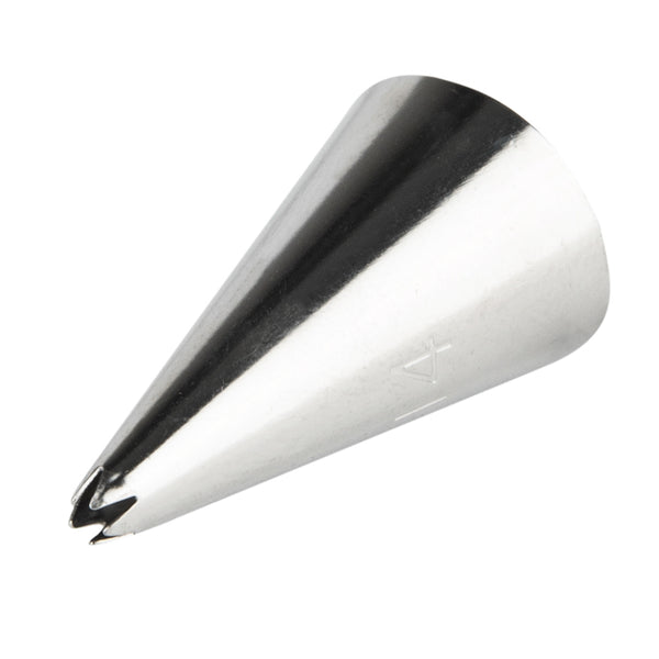 Restaurantware Pastry Tek Stainless Steel #14 Open Star Piping Tip - 3/4" X 3/4" X 1 1/4" - 1 Count Box