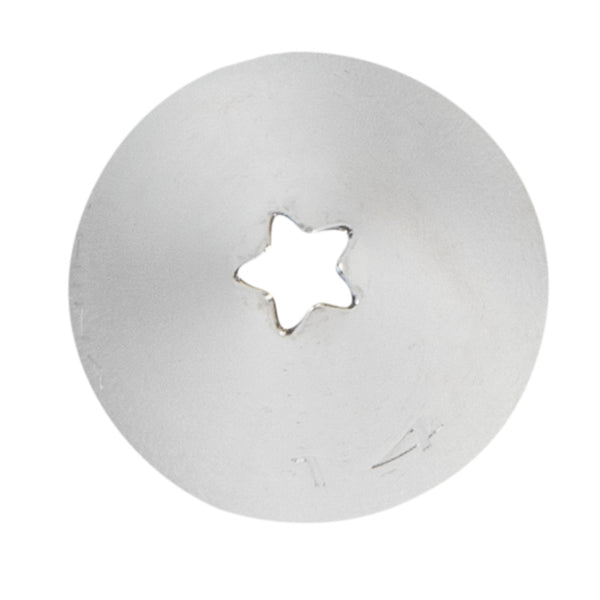 Restaurantware Pastry Tek Stainless Steel #14 Open Star Piping Tip - 3/4" X 3/4" X 1 1/4" - 1 Count Box