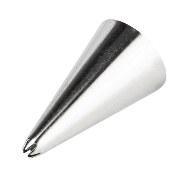 Restaurantware Pastry Tek Stainless Steel #16 Open Star Piping Tip - 3/4" X 3/4" X 1 1/4" - 1 Count Box