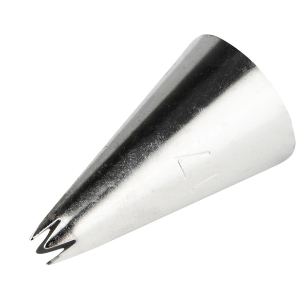 Restaurantware Pastry Tek Stainless Steel #17 Open Star Piping Tip - 3/4" X 3/4" X 1 1/4" - 1 Count Box
