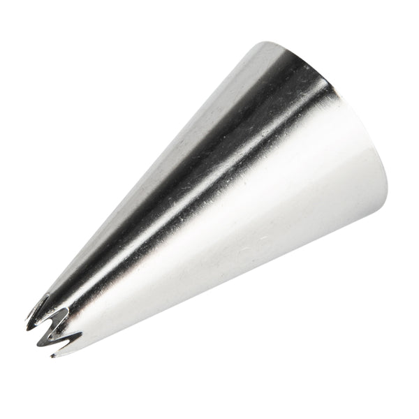 Restaurantware Pastry Tek Stainless Steel #18 Open Star Piping Tip - 3/4" X 3/4" X 1 1/4" - 1 Count Box