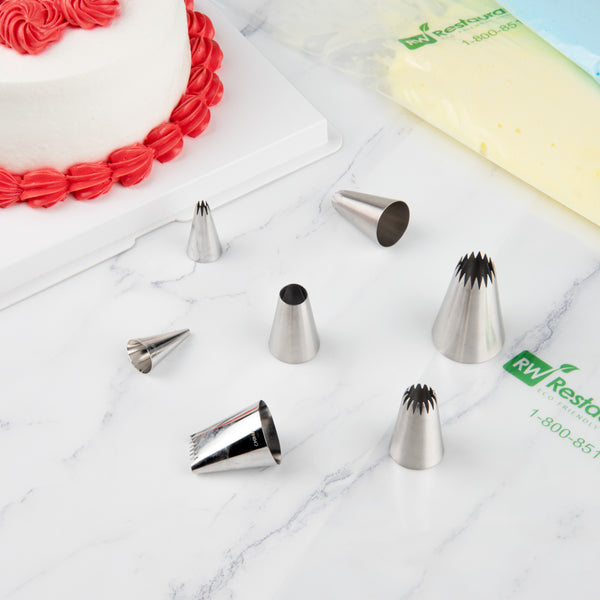 Restaurantware Pastry Tek Stainless Steel #1A Round Piping Tip - 1" X 1" X 1 1/2" - 1 Count Box