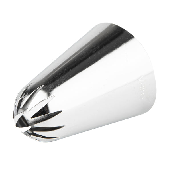 Restaurantware Pastry Tek Stainless Steel #1E Drop Flower Piping Tip - 1" X 1" X 1 1/2" - 1 Count Box