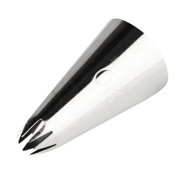 Restaurantware Pastry Tek Stainless Steel #20 Open Star Piping Tip - 3/4" X 3/4" X 1 1/4" - 1 Count Box