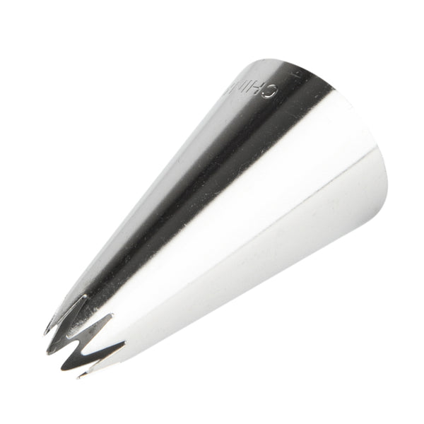 Restaurantware Pastry Tek Stainless Steel #21 Open Star Piping Tip - 3/4" X 3/4" X 1 1/4" - 1 Count Box