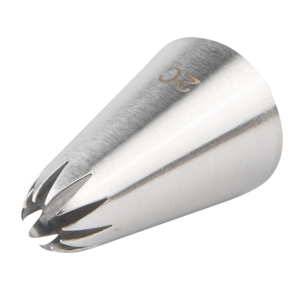 Restaurantware Pastry Tek Stainless Steel #2C Drop Flower Piping Tip - 1" X 1" X 1 1/2" - 1 Count Box