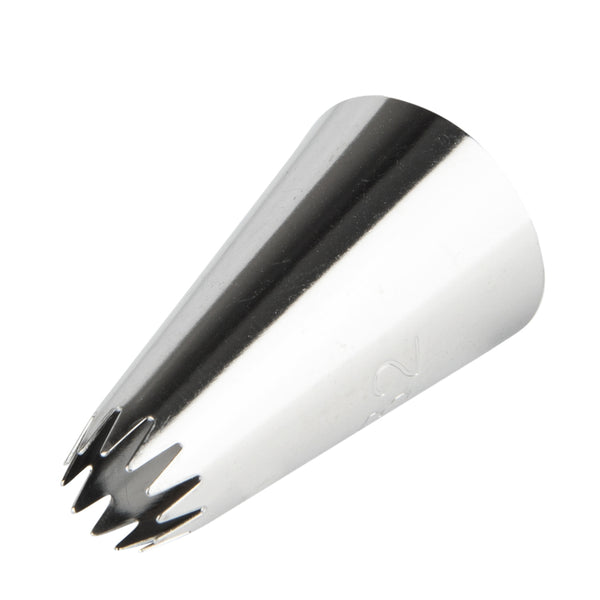 Restaurantware Pastry Tek Stainless Steel #32 Open Star Piping Tip - 3/4" X 3/4" X 1 1/4" - 1 Count Box