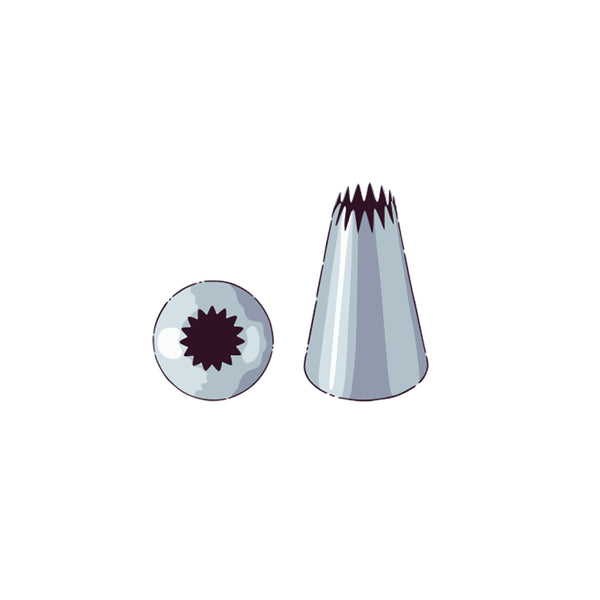Restaurantware Pastry Tek Stainless Steel #363 Open Star Piping Tip - 3/4" X 3/4" X 1 1/4" - 1 Count Box