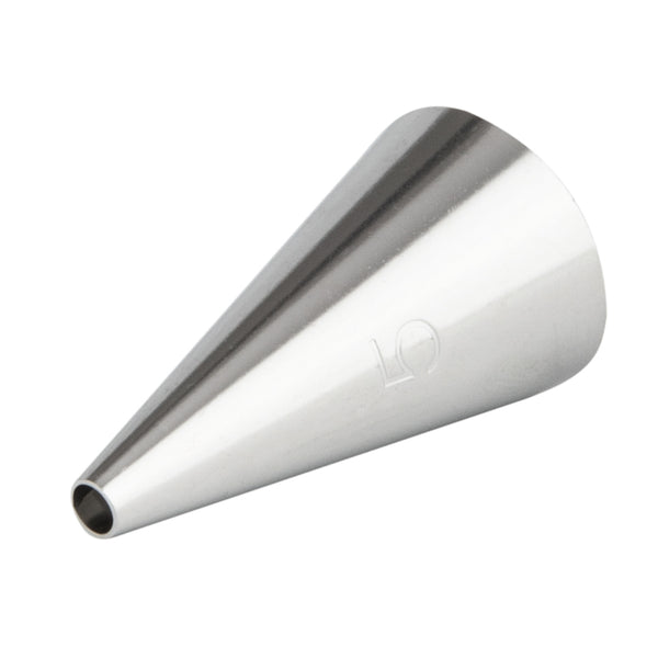 Restaurantware Pastry Tek Stainless Steel #5 Round Piping Tip - 3/4" X 3/4" X 1 1/4" - 1 Count Box
