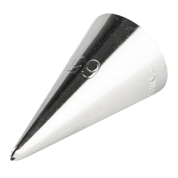 Restaurantware Pastry Tek Stainless Steel #65S Leaf Piping Tip - 3/4" X 3/4" X 1 1/4" - 1 Count Box