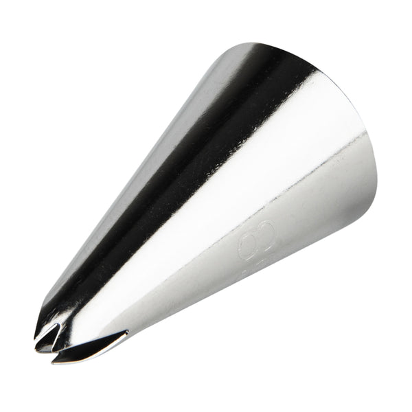 Restaurantware Pastry Tek Stainless Steel #68 Leaf Piping Tip - 3/4" X 3/4" X 1 1/4" - 1 Count Box