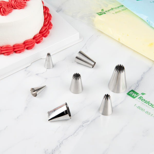 Restaurantware Pastry Tek Stainless Steel #6B Open Star Piping Tip - 1 1/4" X 1 1/4" X 1 3/4" - 1 Count Box