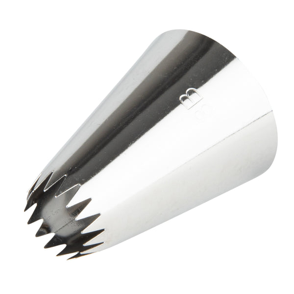 Restaurantware Pastry Tek Stainless Steel #8B Open Star Piping Tip - 1 1/4" X 1 1/4" X 1 3/4" - 1 Count Box
