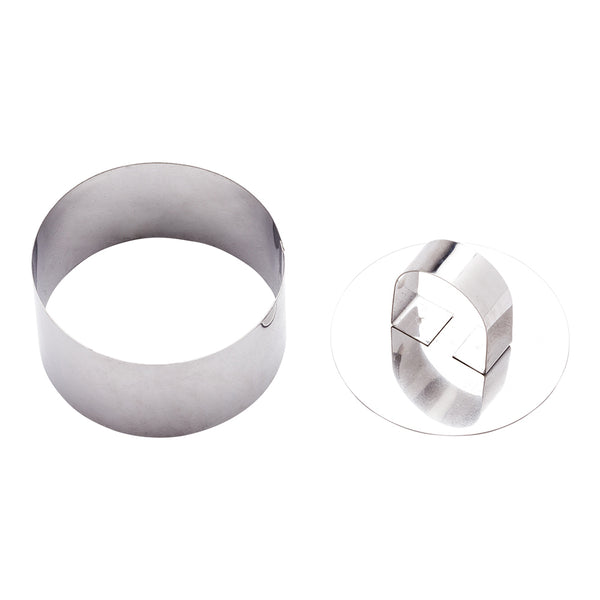 Restaurantware Pastry Tek Stainless Steel Round Pastry Ring Mold With Press 3 X 1.6 Inch 1 Count Box