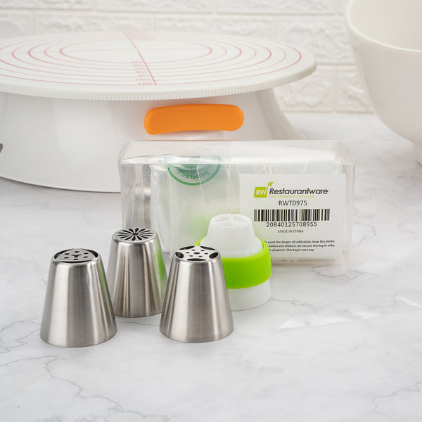 Restaurantware Pastry Tek Stainless Steel Russian Piping Tip Set - 23-Piece - 1 Count Box