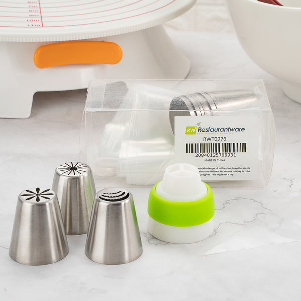 Restaurantware Pastry Tek Stainless Steel Russian Piping Tip Set - 20-Piece - 1 Count Box