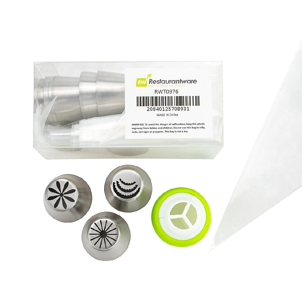 restaurantware Pastry Tek Stainless Steel Russian Piping Tip Set - 20-Piece - 1 count box