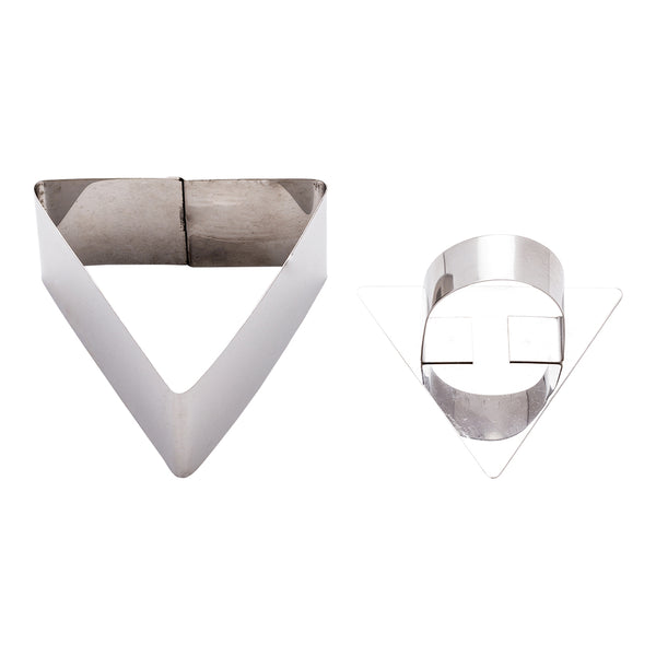 Restaurantware Pastry Tek Stainless Steel Triangle Pastry Ring Mold With Press 3.2 X 1.5 Inch 1 Count Box