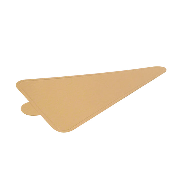 Restaurantware Pastry Tek Triangle Gold Paper SturdyServe Base - 3" X 4 3/4" - 200 Count Box
