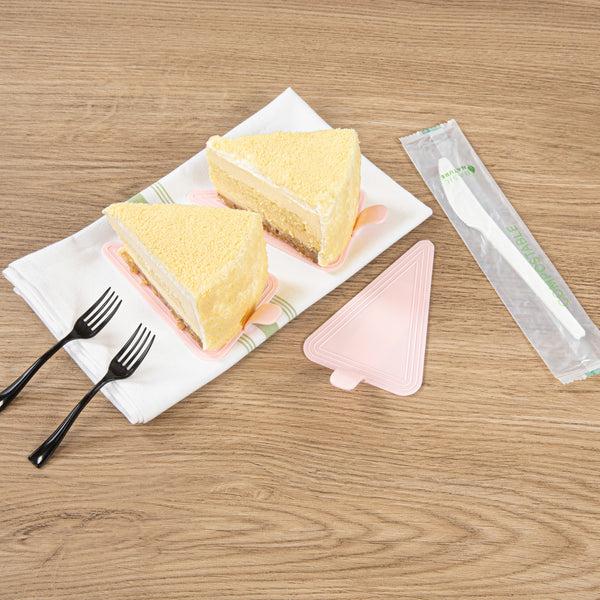 Restaurantware Pastry Tek Triangle Pink Plastic Cake Server - 4 1/2" X 3" - 100 Count Box