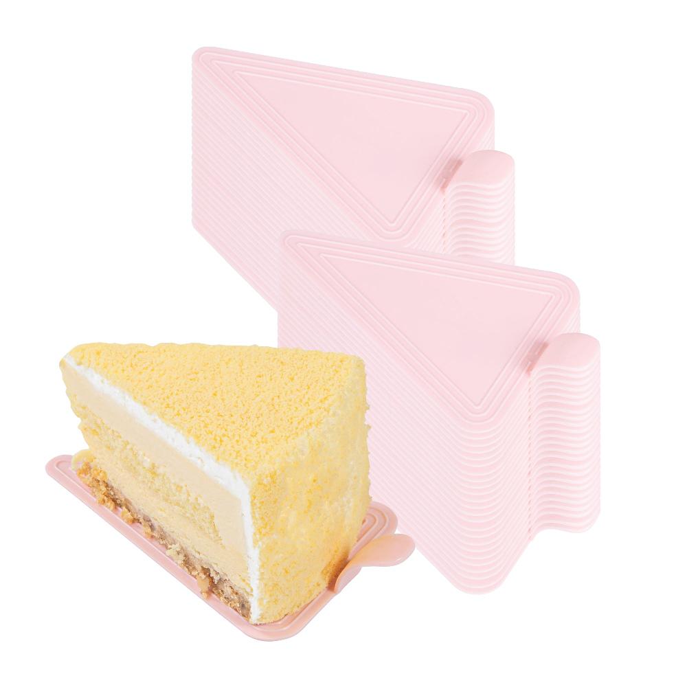 restaurantware Pastry Tek Triangle Pink Plastic Cake Server - 4 1/2" x 3" - 100 count box