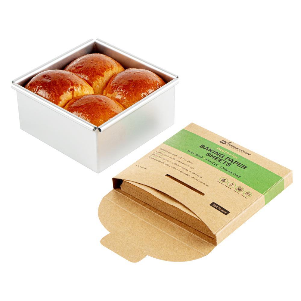 restaurantware Pastry Tek Unbleached Parchment Paper Baking Sheet - Precut Silicone Coated - 4" x 4" - 1000 count box