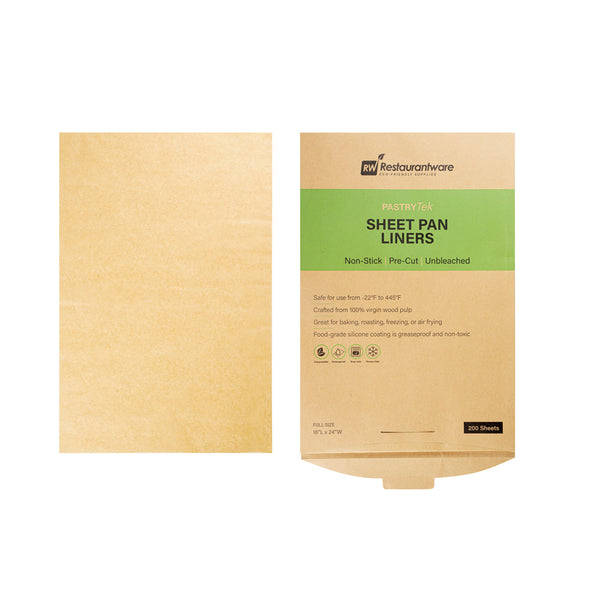 Restaurantware Pastry Tek Unbleached Parchment Paper Full Size Sheet Pan Liner - Silicone Coated Compostable - 16" X 24" - 1000 Count Box