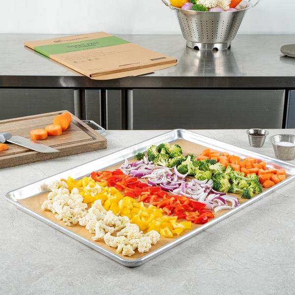 Restaurantware Pastry Tek Unbleached Parchment Paper Full Size Sheet Pan Liner - Silicone Coated Compostable - 16" X 24" - 1000 Count Box