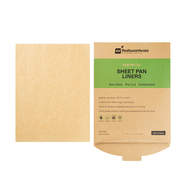 Restaurantware Pastry Tek Unbleached Parchment Paper Half Size Sheet Pan Liner - Silicone Coated - 12" X 16" - 1000 Count Box
