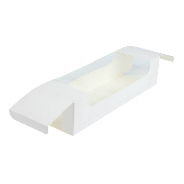 Restaurantware Pastry Tek White Paper Pastry / Cake Box - With Window - 9 3/4" X 3 1/4" X 2 1/4" - 100 Count Box