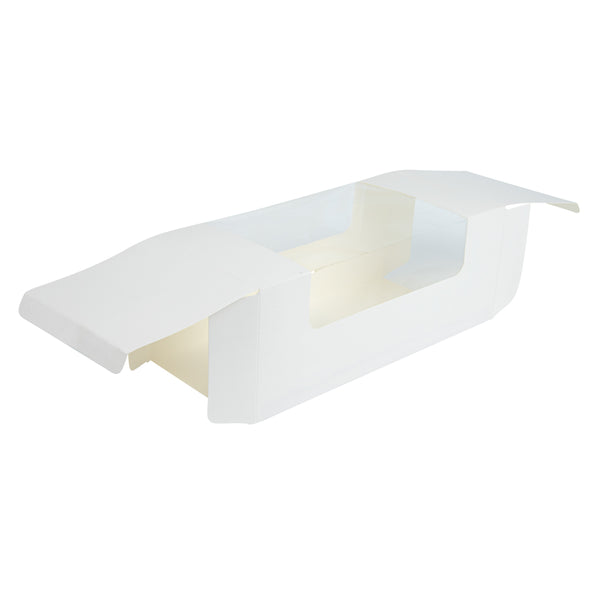 Restaurantware Pastry Tek White Paper Pastry / Cake Box - With Window - 9 3/4" X 4 3/4" X 4" - 100 Count Box