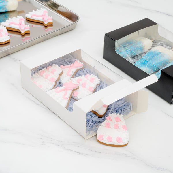 Restaurantware Pastry Tek White Paper Pastry / Cake Box - With Window - 7 3/4" X 4 3/4" X 2 1/4" - 100 Count Box