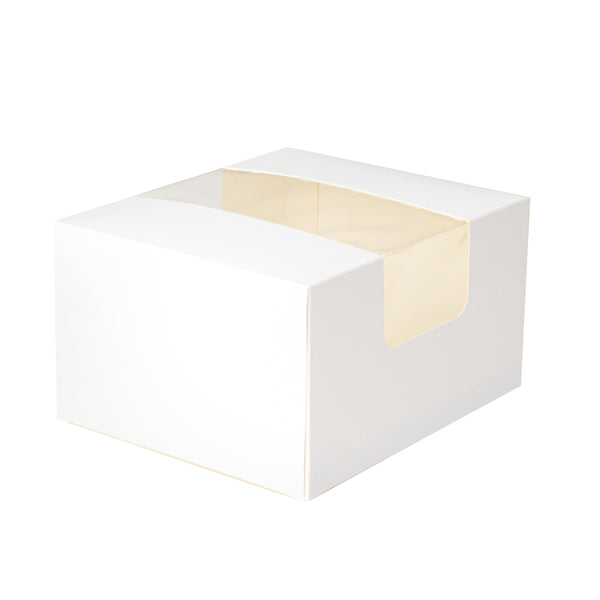 Restaurantware Pastry Tek White Paper Pastry / Cake Box - With Window - 7" X 6" X 4" - 100 Count Box