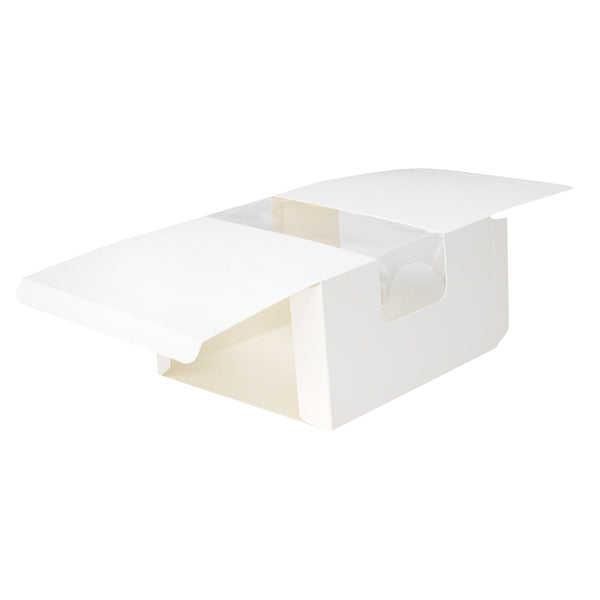 Restaurantware Pastry Tek White Paper Pastry / Cake Box - With Window - 7" X 6" X 4" - 100 Count Box