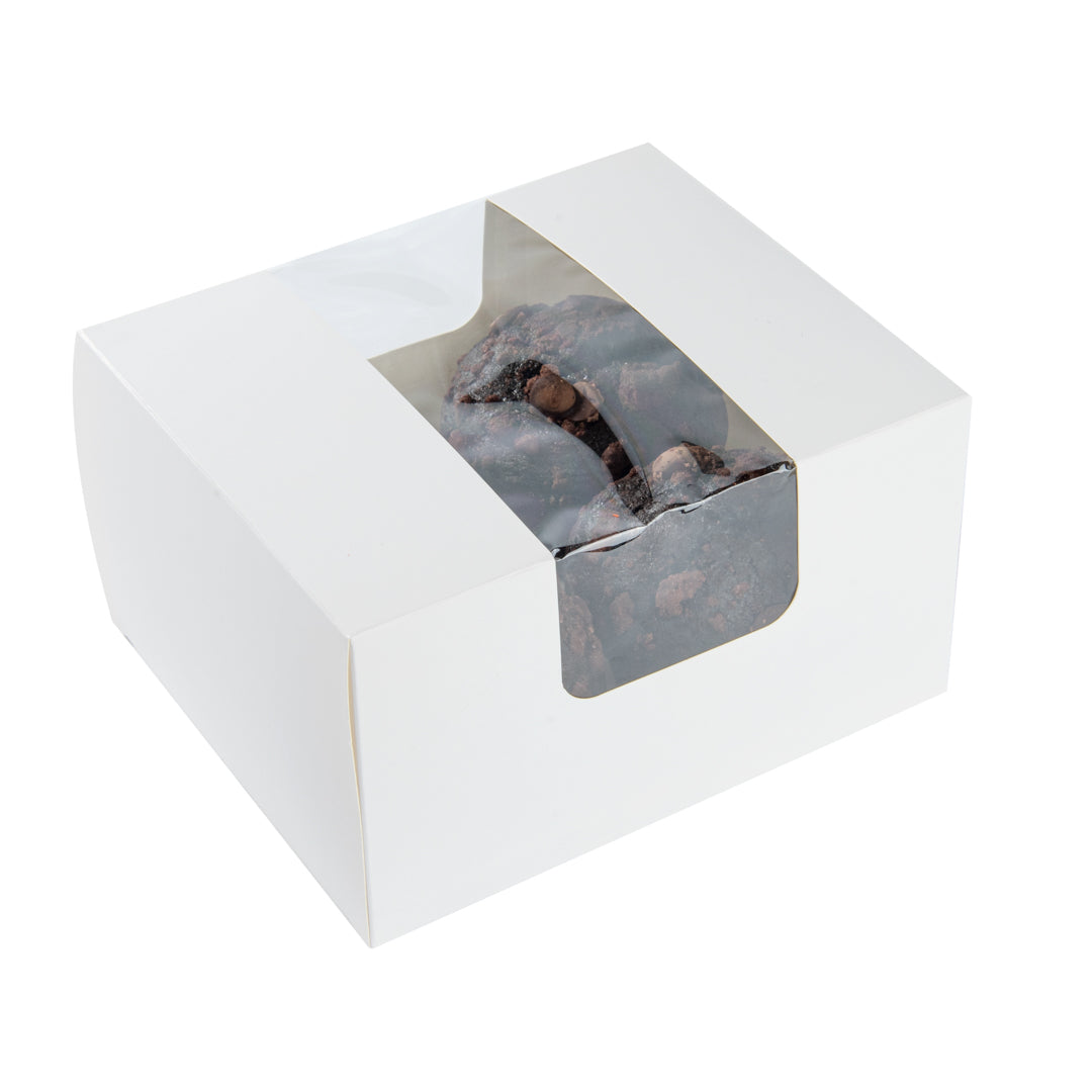 restaurantware Pastry Tek White Paper Pastry / Cake Box - with Window - 7" x 6" x 4" - 100 count box